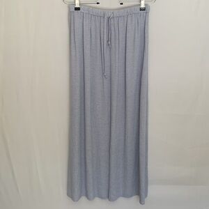 Eileen Fisher Drawstring Waist Pleated Blue White Gingham Maxi Skirt Medium